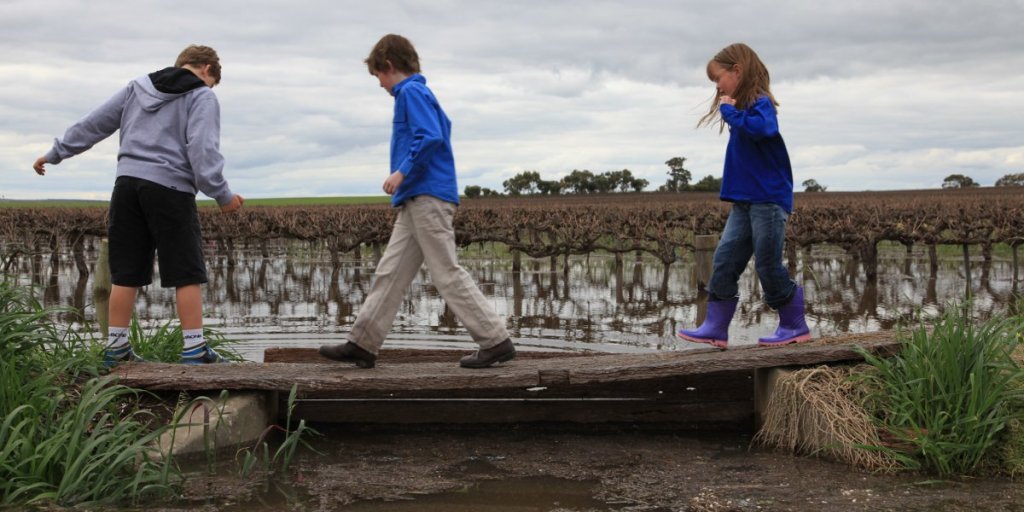 Floodwaters in Langhorne Creek in 2010