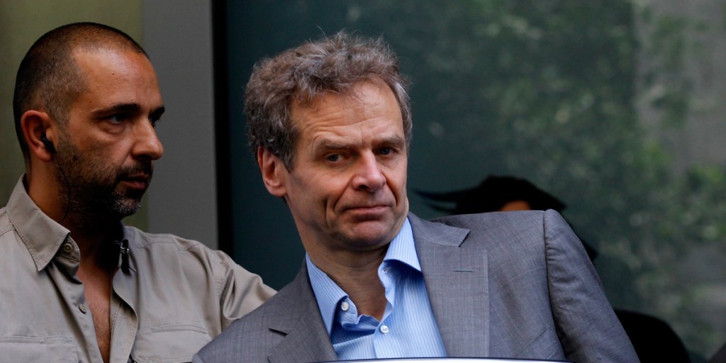  Poul Thomsen (R) exits the Finance Ministry after a meeting with Greek Finance Minister Yannis Stournaras 