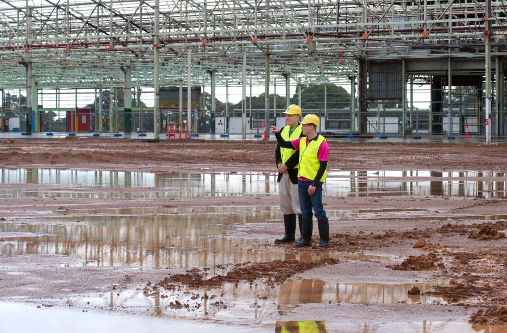 Professor Michael Barber (left) and Minister Tom Kenyon at Flinders Tonsley site