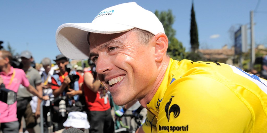 A relaxed Simon Gerrans at the start of stage six