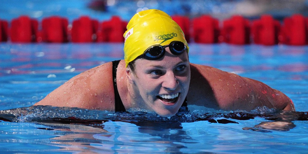 A smiling Emily Seebohm after taking backstroke silver in the world championships.