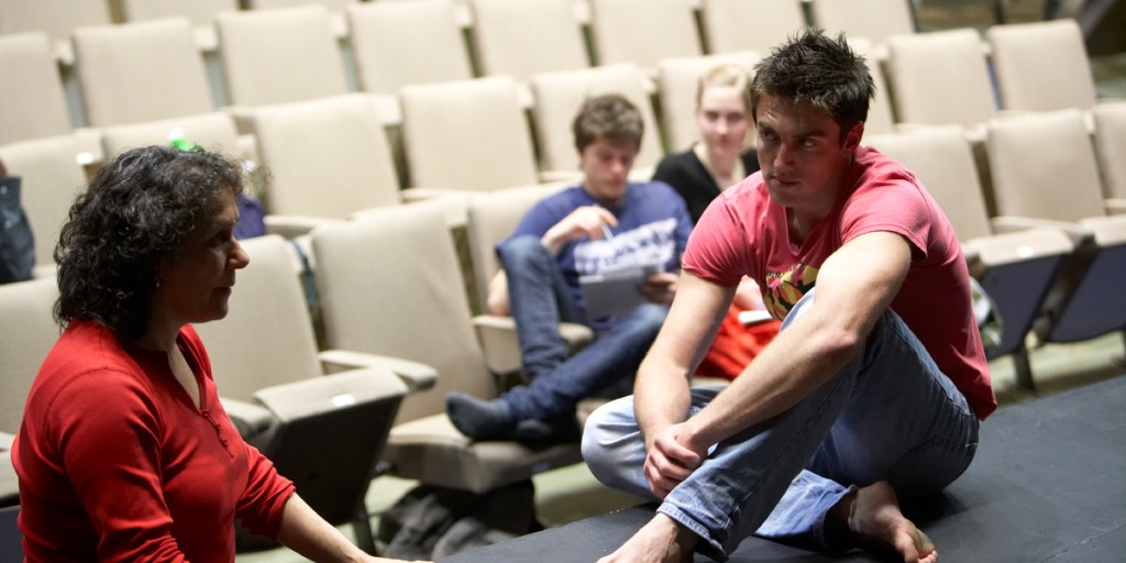 Rosalba Clemente, the head of acting at Flinders' drama centre, with students.