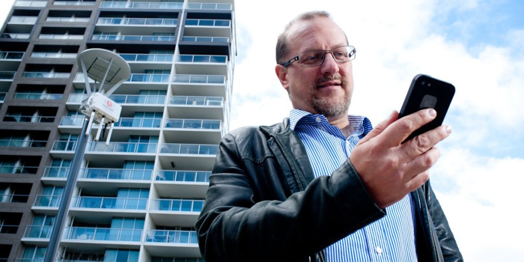 Internode boss Simon Hackett spruiking the city's free WiFi network.