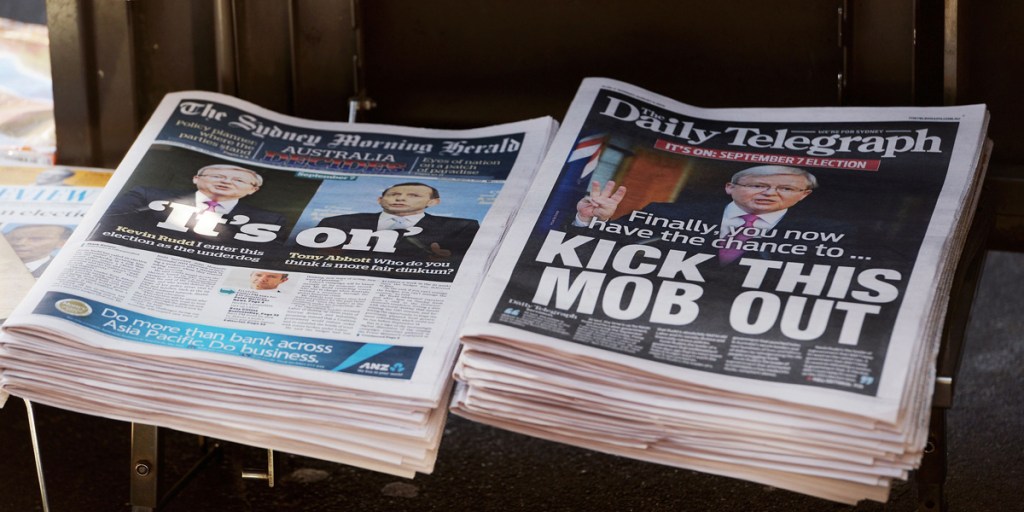 The front page of Murdoch's Daily Telegraph that has sparked "bias" debate.