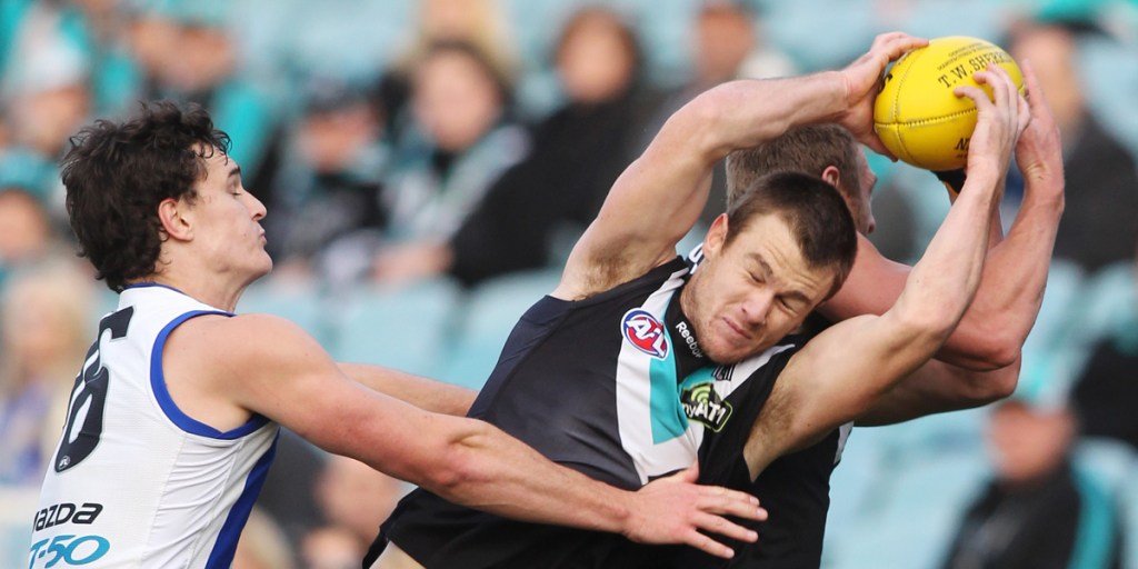 Robbie Gray takes a hotly contested mark