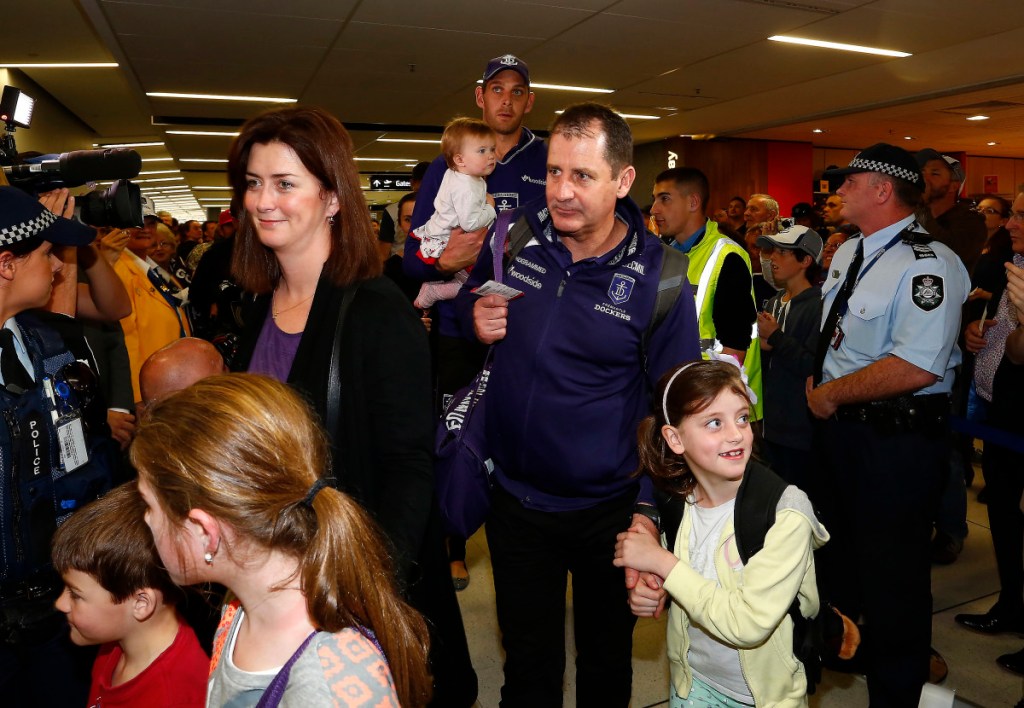Ross Lyon and family leave Perth airport