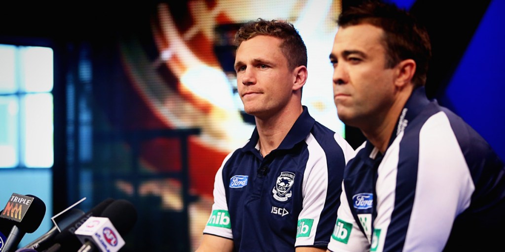 Selwood (left) with coach Chris Scott