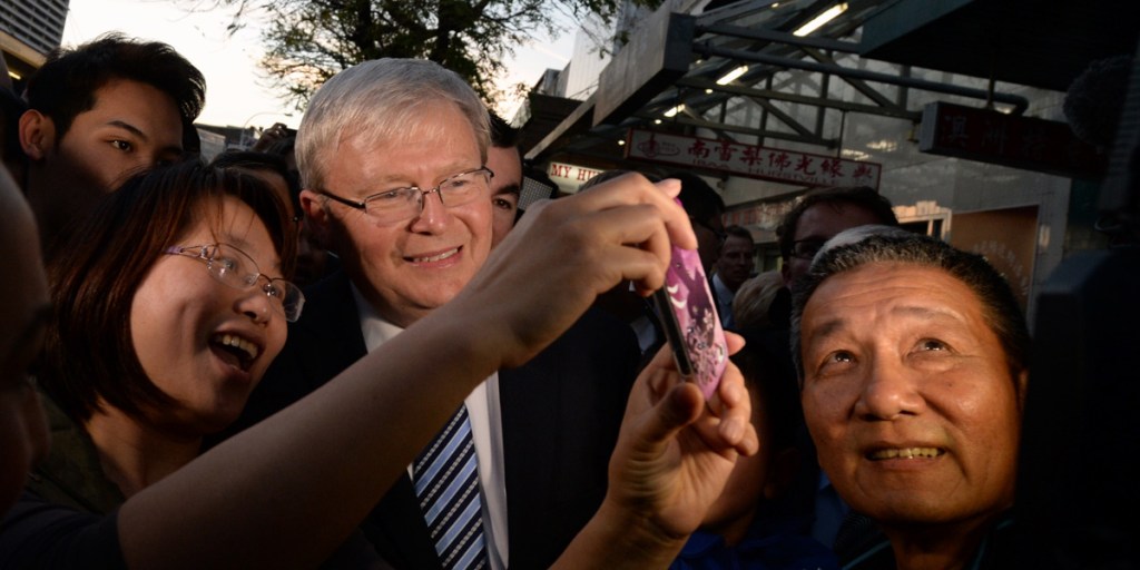 Kevin Rudd campaigning in Sydney this week. 