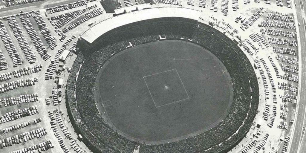 Footy Park's biggest ever crowd at the 1976 Grand Final. Photo courtesy SANFL