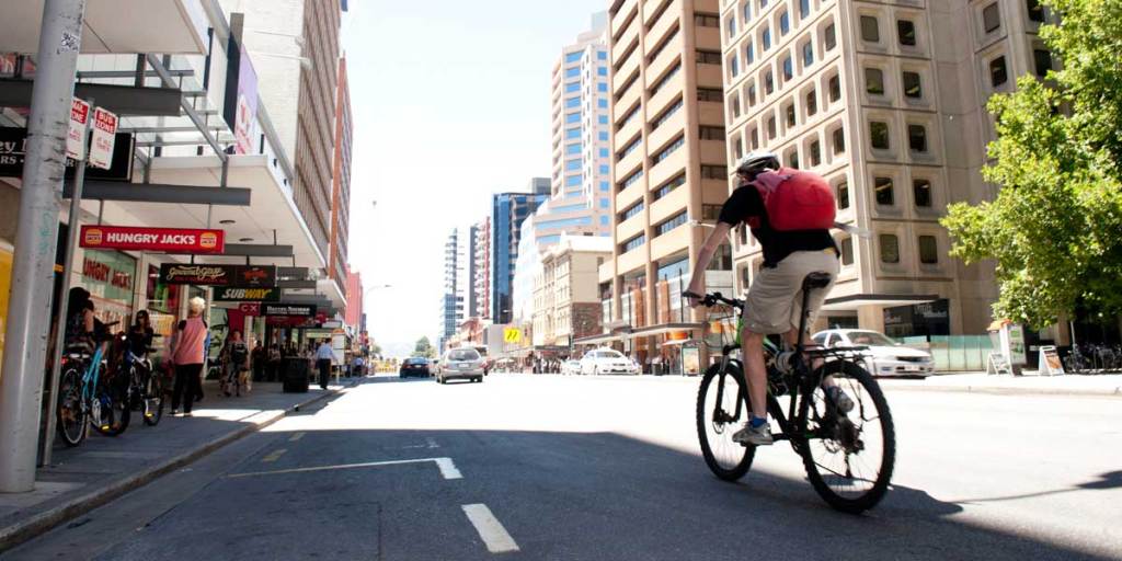 A cyclist in Adelaide. Photo: Nat Rogers / InDaily