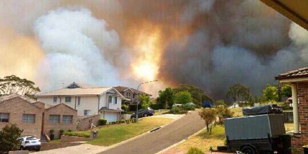 A bushfire burning on Stapylton Street in Springwood in the Blue Mountains on the weekend.