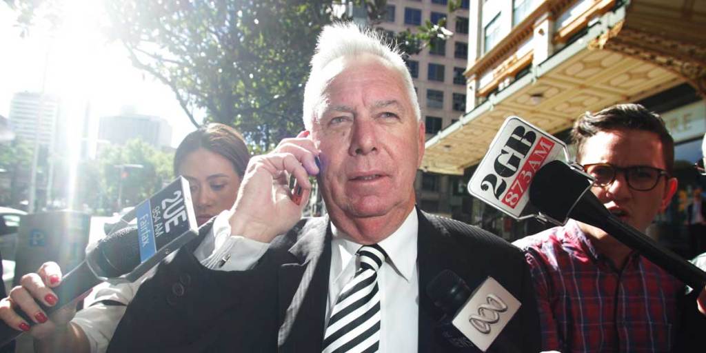 Former Health Services Union national president Michael Williamson leaves the Downing Centre District Court today.