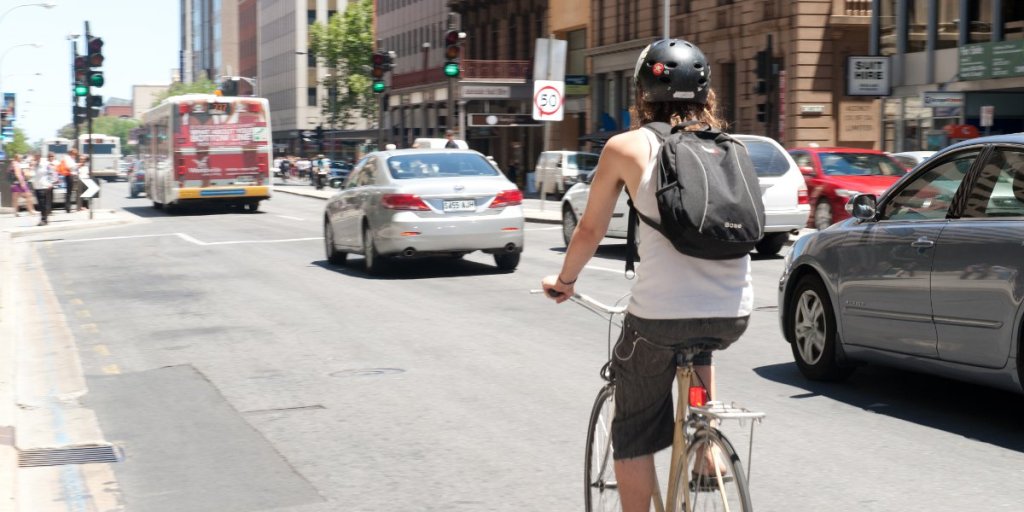 A cyclist in Adelaide. Photo: Nat Rogers / InDaily