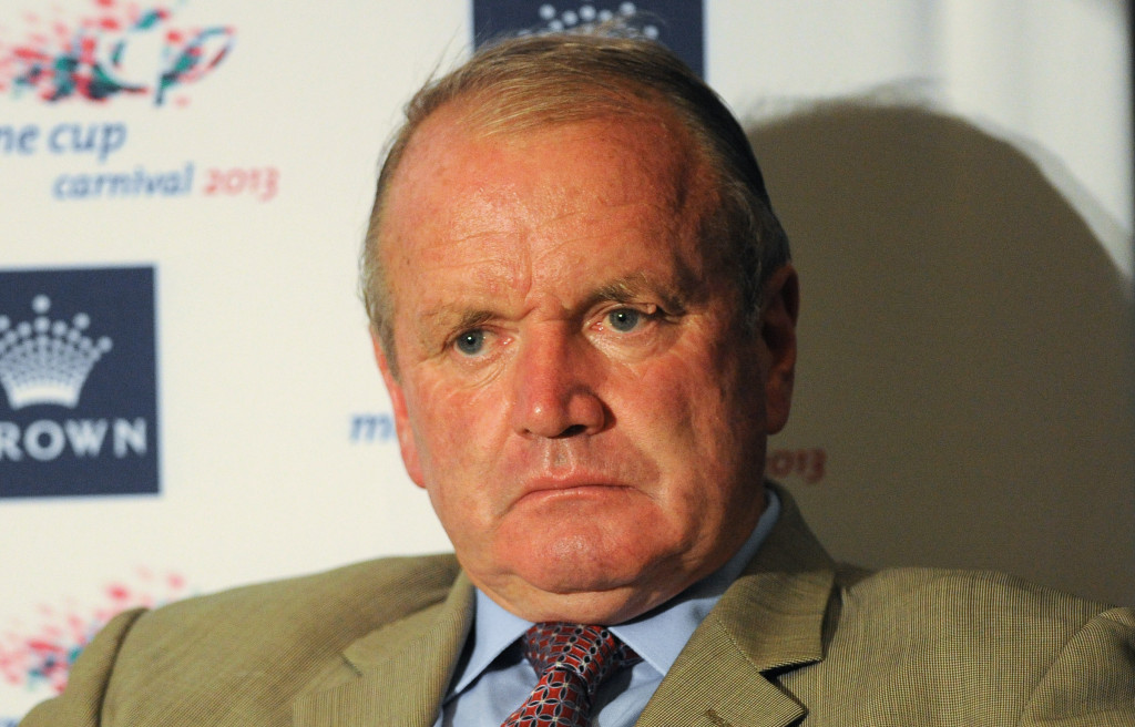 A tense-looking Guy Walter at yesterday's Oaks press conference