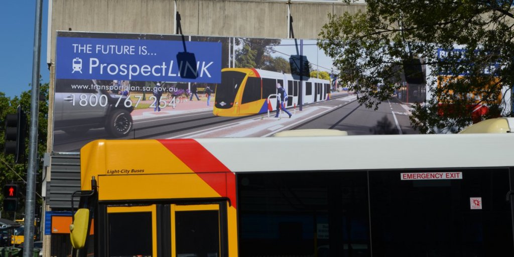 Thumbnail for Billboards spruiking future trams a “waste”