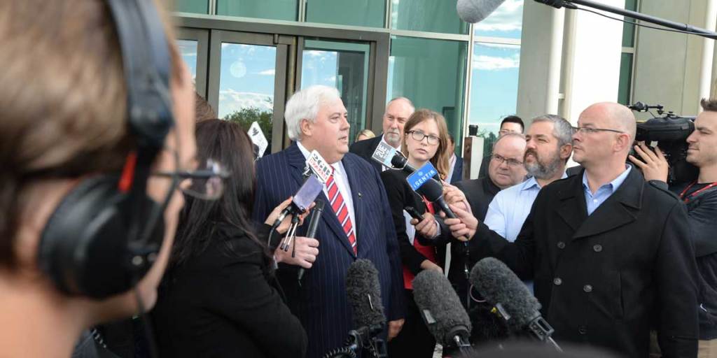 Clive Palmer arrives for the opening of the 44th parliament at Parliament House in Canberra. AAP image