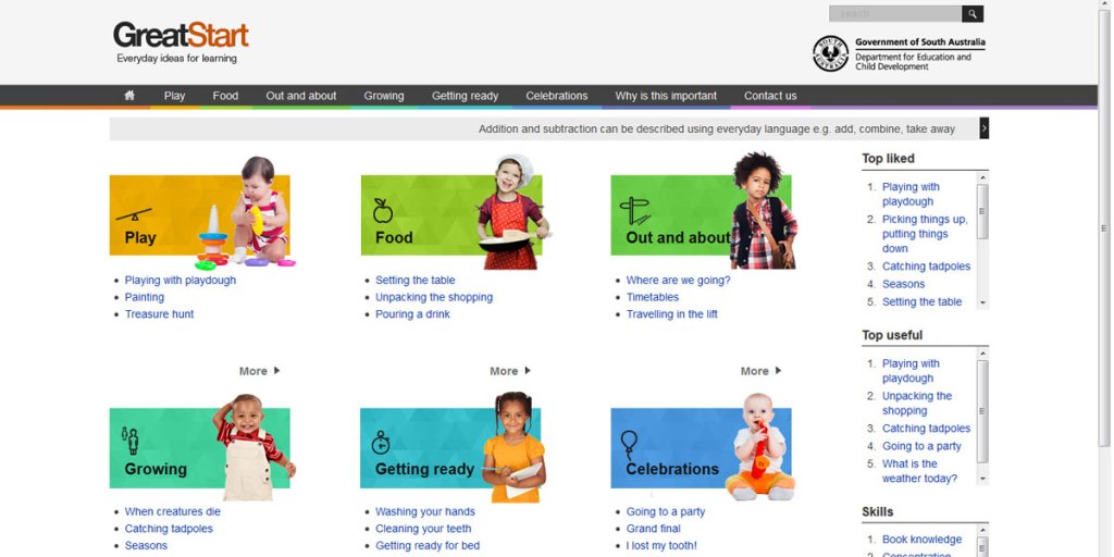 A screenshot of the Great Start website.