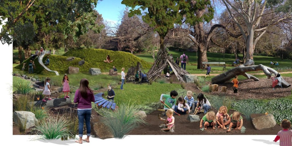 A render of a natural playground. Artist: Alex Ricketts