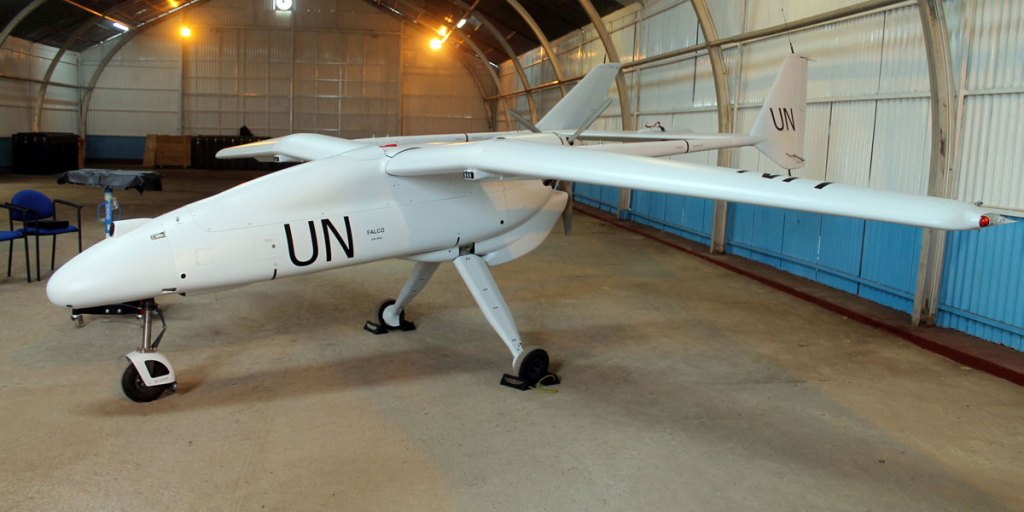 An Italian-made surveillance drone. Could something similar be heading for the skies above Adelaide's beaches?