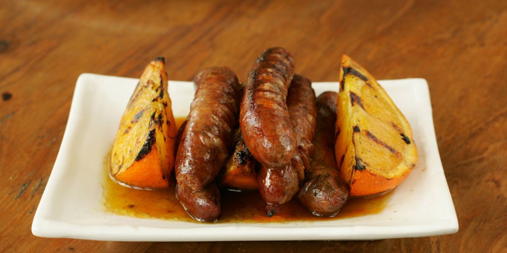 Sausages with ouzo-soaked oranges at The Greek.