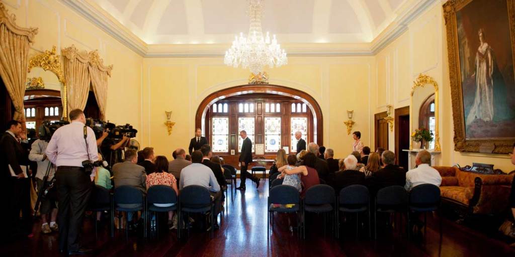 The scene at Government House during Labor's last swearing-in ceremony, in January 2013. Photo: Nat Rogers/InDaily