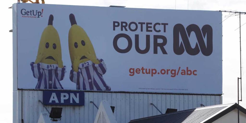A crowd funded billboard in Sydney calling for the protection of the ABC.