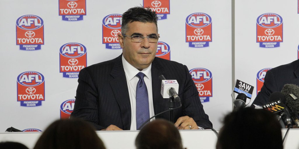 AFL boss Andrew Demetriou announces this morning that he will step down from the role.