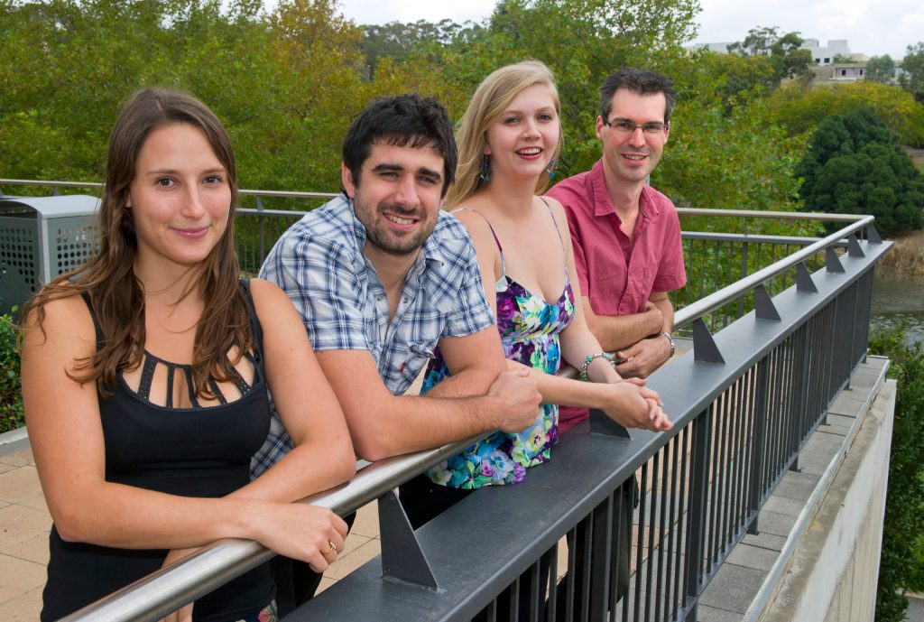 Playford Memorial Trust scholarship recipients Carmen Da Silva, Paul Hughes, Jessica Buss and Jason Smith (l-r)