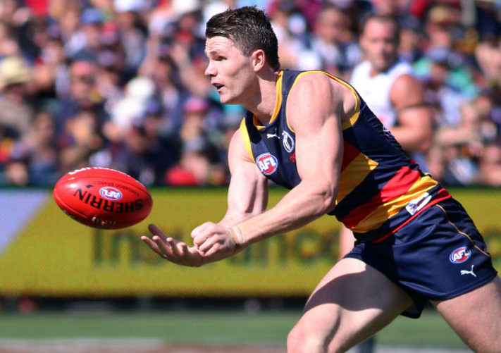 Patrick Dangerfield leads the away against the Giants on Saturday. Photo: Peter Argent