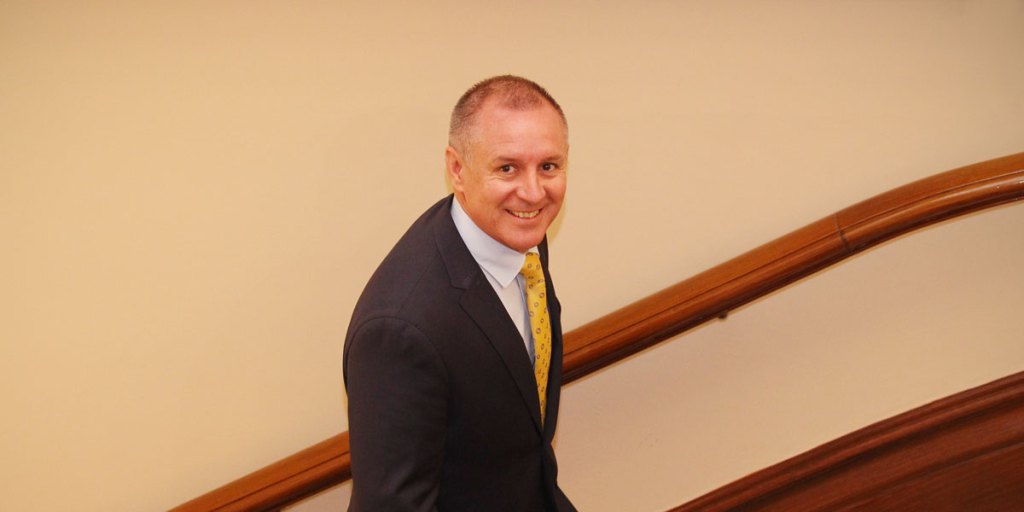 Jay Weatherill takes the stairs to his first Caucus meeting after the election.