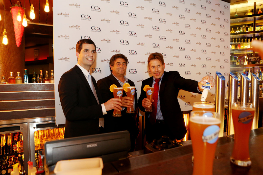 John Murphy (right) at a beer launch in Sydney