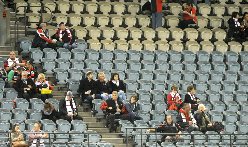Part of the small  Etihad Stadium crowd