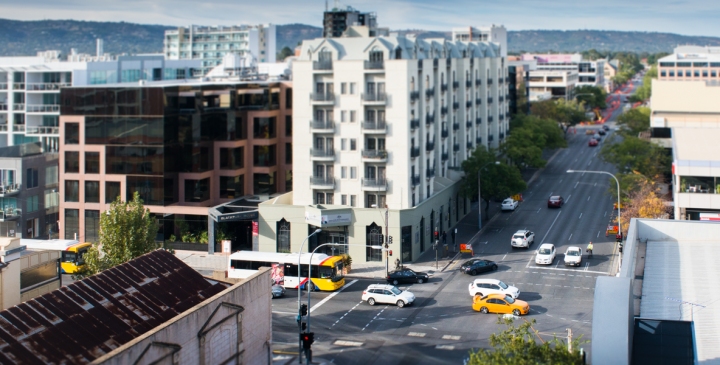 Frome Street, with the bike lanes under construction in the distance. Photo: Nat Rogers/InDaily
