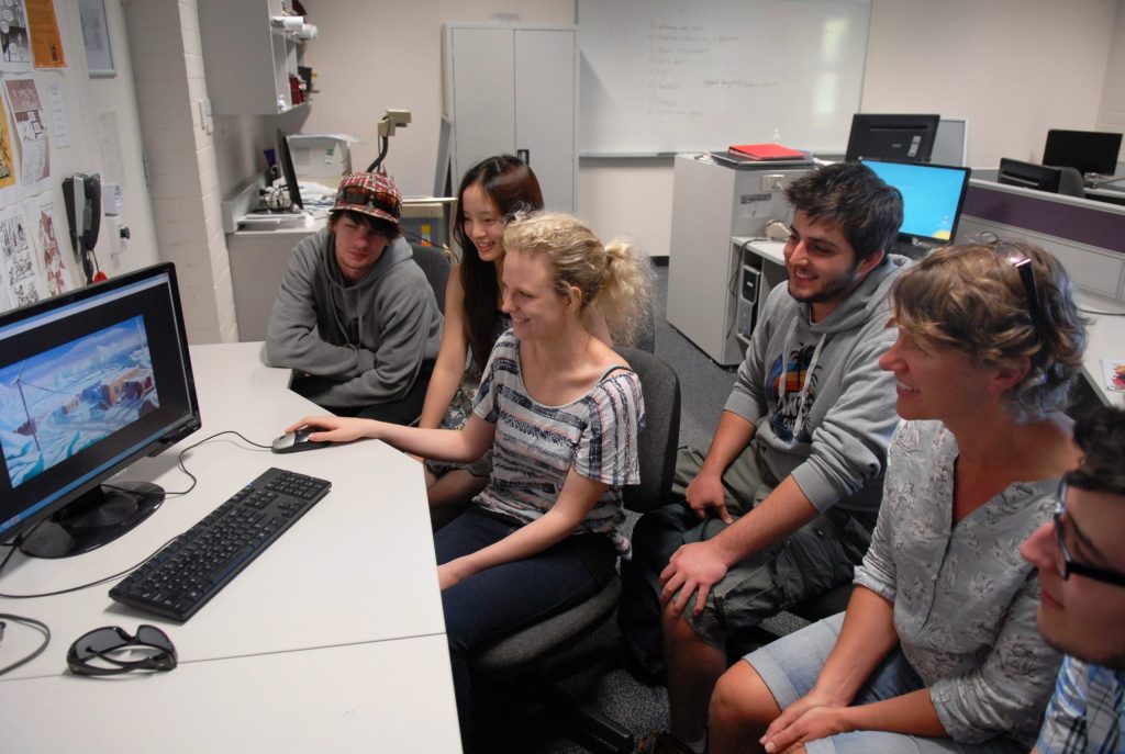 Flinders University lecturer Katie Cavanagh, right, with some of her students.