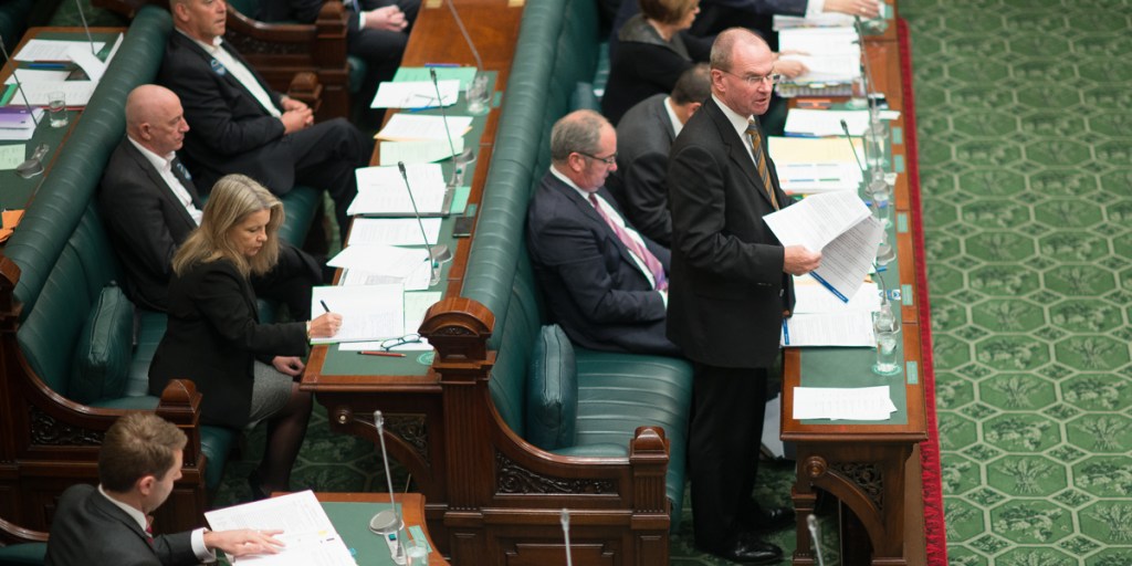 Both sides now: Martin Hamilton-Smith on the government benches this week. Photo: Nat Rogers/InDaily