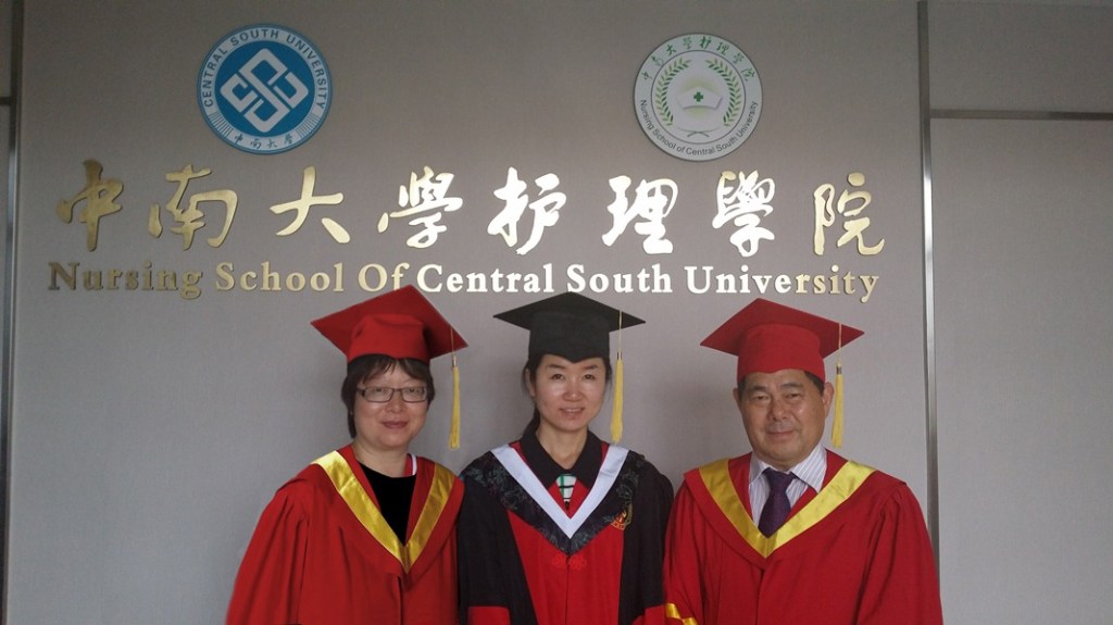 Jing Wang (middle) with her supervisors, Flinders University Dr Lily Xiao and Central South University Professor Guo-Ping He