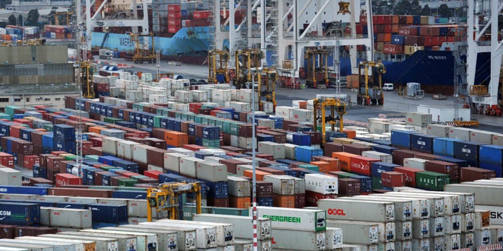 Nationally, exports fell 1 per cent in April, while imports rose 2 per cent. Photo: AAP