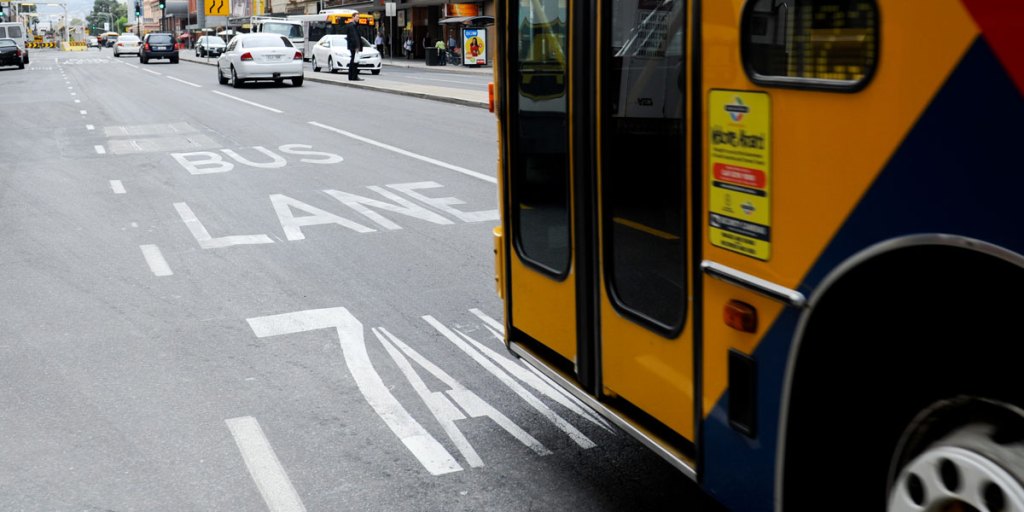 The Grenfell Street bus priority lane. Photo: Nat Rogers/InDaily