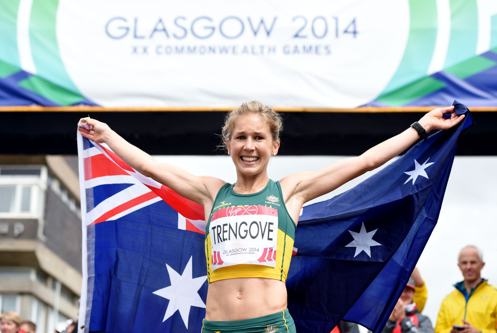 Jess Trengove after winning bronze in the marathon. Photo: AAP