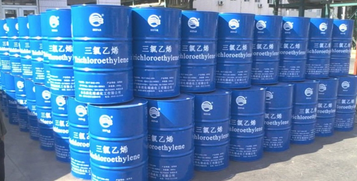 Barrels of the industrial solvent TCE.