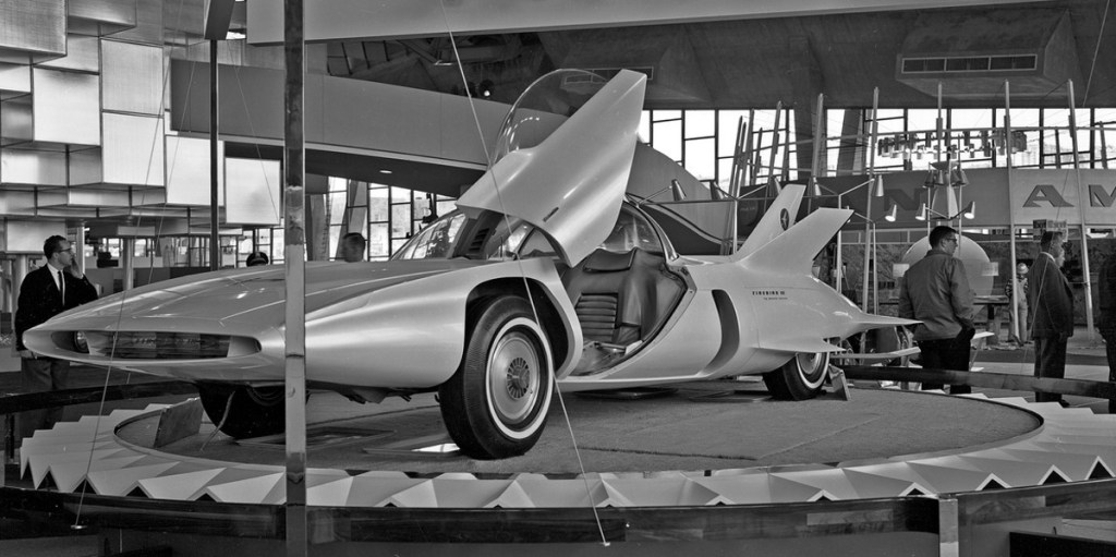 General Motors' experimental car, Firebird III at the Century 21 Exposition, Seattle, 1962.