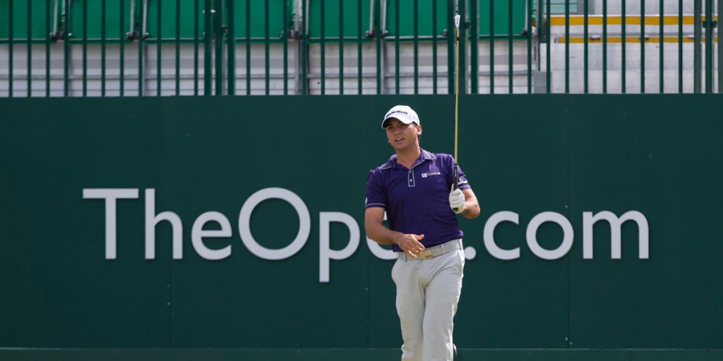 Jason Day during a practice round at the Royal Liverpool Golf Club.