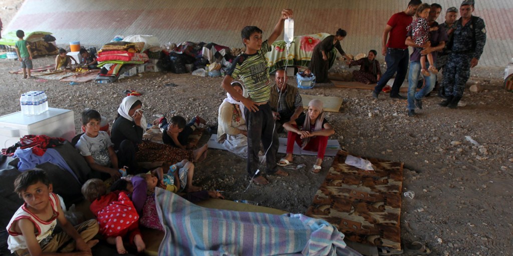 Iraqi Yazidis who fled their homes a week ago when Islamic State (IS) militants attacked the town of Sinjar. Photo: AFP