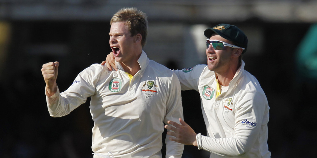 Smith (left) and Hughes together in an Australian side