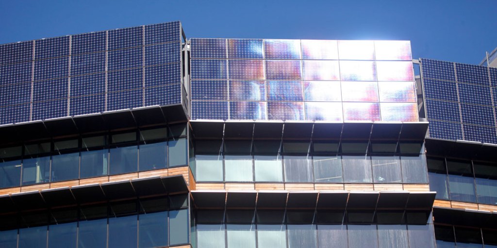 Solar panels on the Canberra building once leased to the now abolished Department of Climate Change.