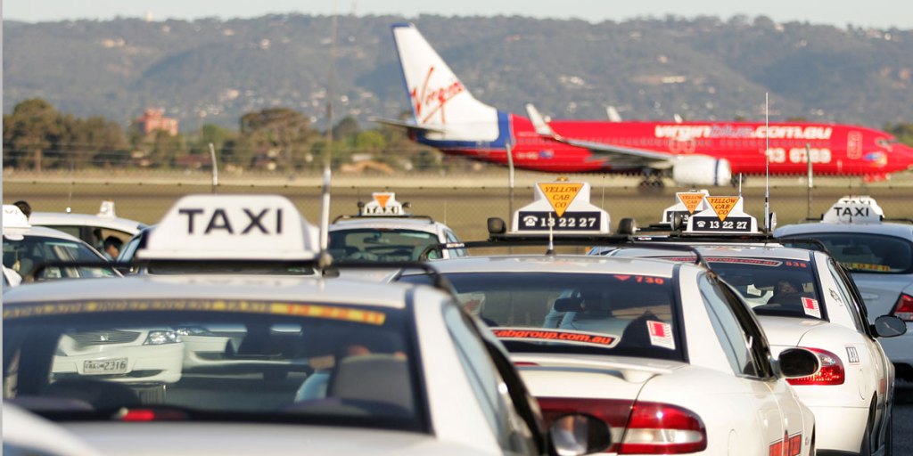 Taxi drivers at the Adelaide Airport. 