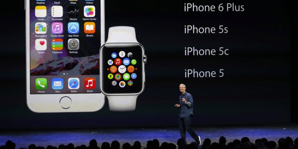 Apple CEO Tim Cook introduces the new Apple products in California.
