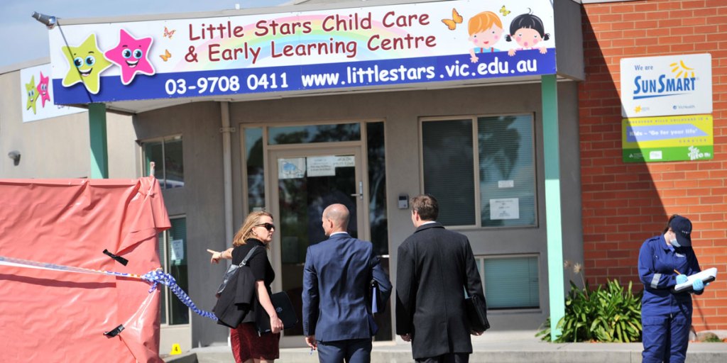 Police at the scene of the attack at Endeavor Hills Police Station in Melbourne.