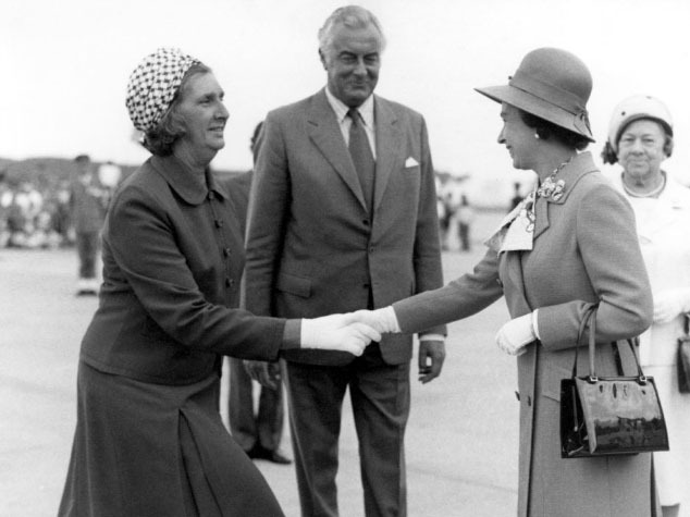 The Whitlams meeting Queen Elizabeth II at the opening of the Opera House in Sydney in 1973. Photo: AAP/Nation Archives