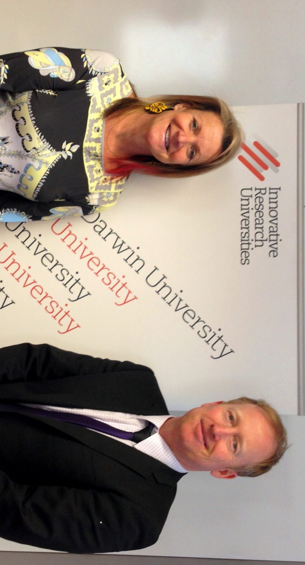 Jo Asquith, Director Future Students, James Cook University, with Matt Taverner, Director of International Relationships and Mobility, Flinders University. 